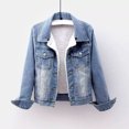 thumbnail image 4 of Rciityk Women's Fleece Lined Denim Jacket Classic Lapel Collar Buttons Closure Jean Coat with Pockets Windproof Warm Winter Jacket for Cold Weather, 4 of 8