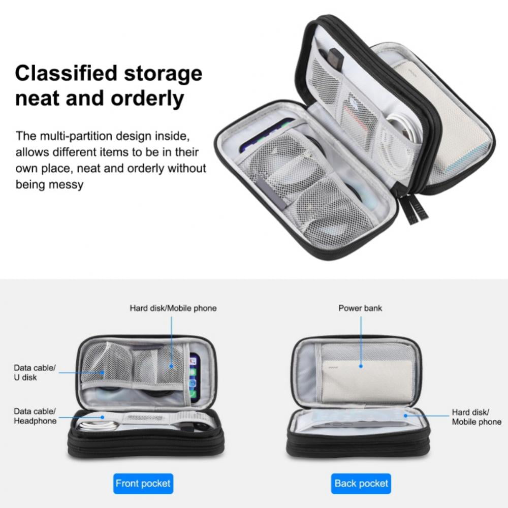 SOOMFON Electronics Organizer Travel Cable Organizer Bag, Portable  Waterproof Double Layers All-in-One Storage Bag for Cable, Cord, Charger,  Phone