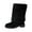 Black, variant on Snow Boots for Women Cute Plush Fold Over Mid Calf Winter Booties Casual Suede Chunky Heel Pull on Dress Short Boots
