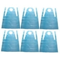 thumbnail image 4 of FRCOLOR 1 Pack/50pcs Disposable Aprons Plastic Apron Sleeveless Household Waterproof Oil Proof Apron for Barbecue Kitchen Supplies (Blue, 120x72cm), 4 of 8
