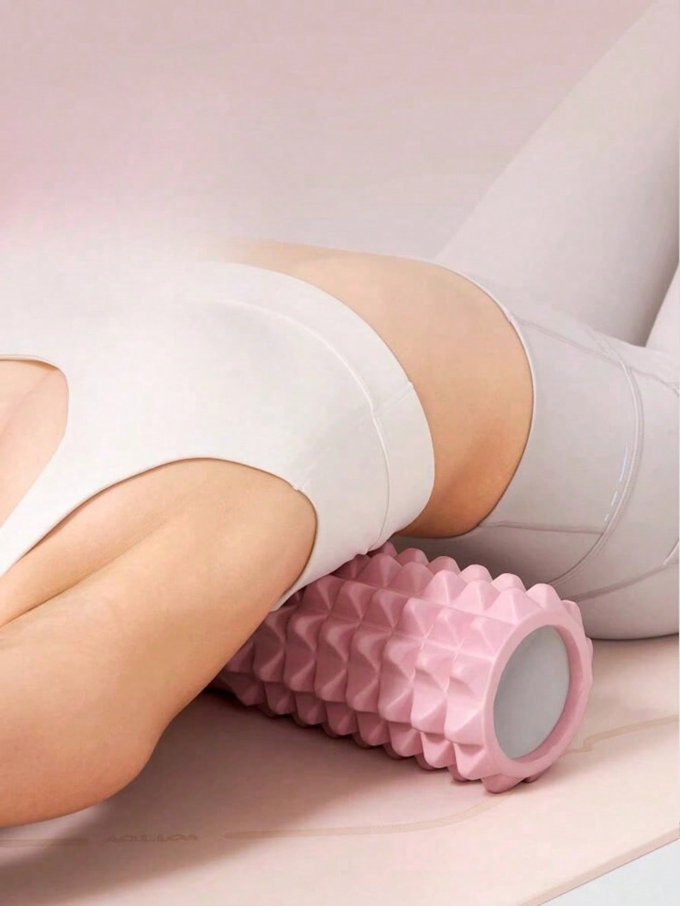 1pc Pink Foam Yoga Massage Roller, High Density Textured Muscle Roller for Deep Tissue Massage, Lightweight Fitness Accessory for Yoga, Pilates & Muscle Recovery