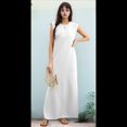thumbnail image 4 of 2025 Vestido Maxi de Verano para Mujer, Informal, Holgado, con Abertura, Sin Arrugas, con Cuello Redondo y Bolsillos, Color , Talla L, 4 of 9