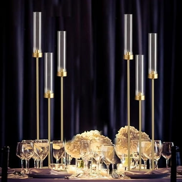 2Pcs Gold Candle Holders for Wedding，3 Arm Candlestick Holders for  Candle Sticks Holder Decor for Table Centerpiece, Birthday Party,Home Decorations