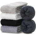 thumbnail image 5 of 5 Pairs Womens Fuzzy Slipper Socks Super Soft Microfiber Fluffy Cozy Winter Warm Fuzzy Crew Socks, 5 of 6
