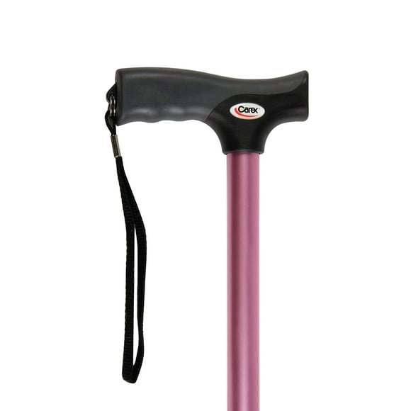 Bastón Carex con agarre suave - Altura ajustable con correa para la muñeca - Mango acolchado suave sin látex, color rosa