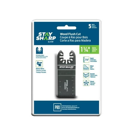 

Stay Sharp 2070222 1.25 in. HCS Wood Flush Cut Professional Oscillating Accessory - Recyclable - Pack of 5