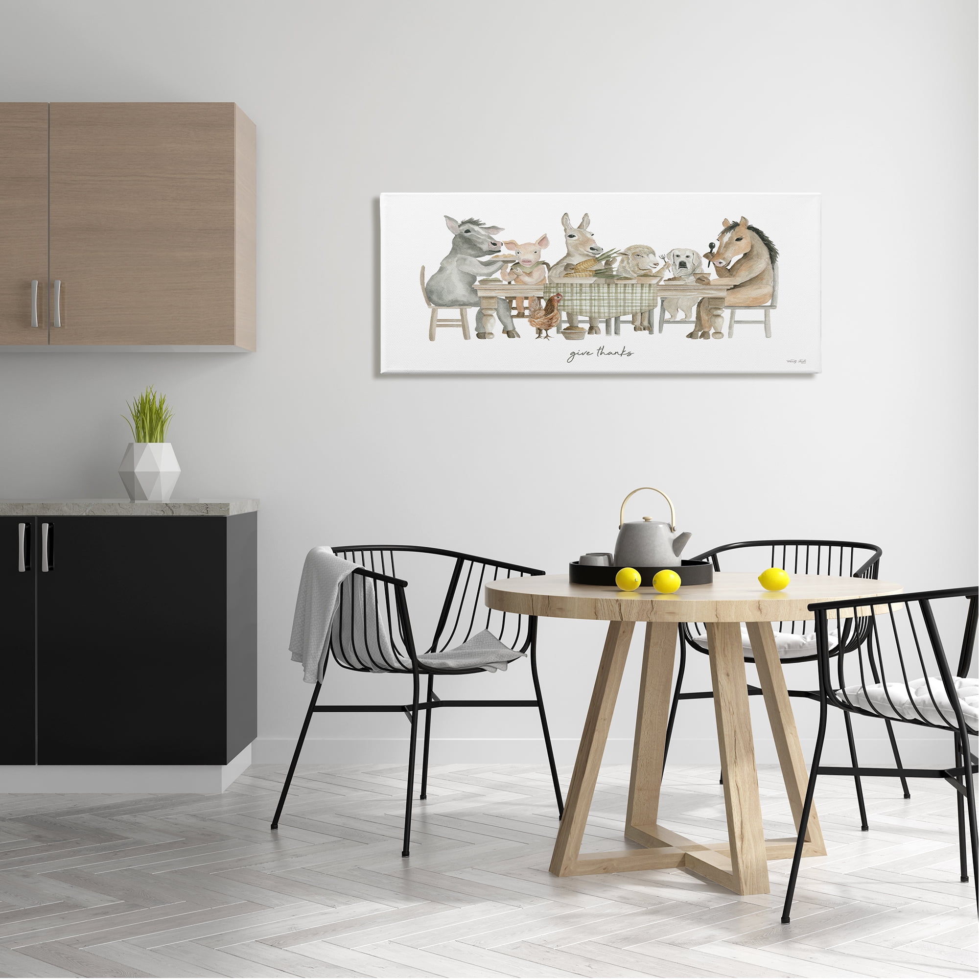 Stupell Industries Give Thanks Farmhouse Kitchen Animals & Insects Painting Gallery Wrapped Canvas Print Wall Art, 48 x 20