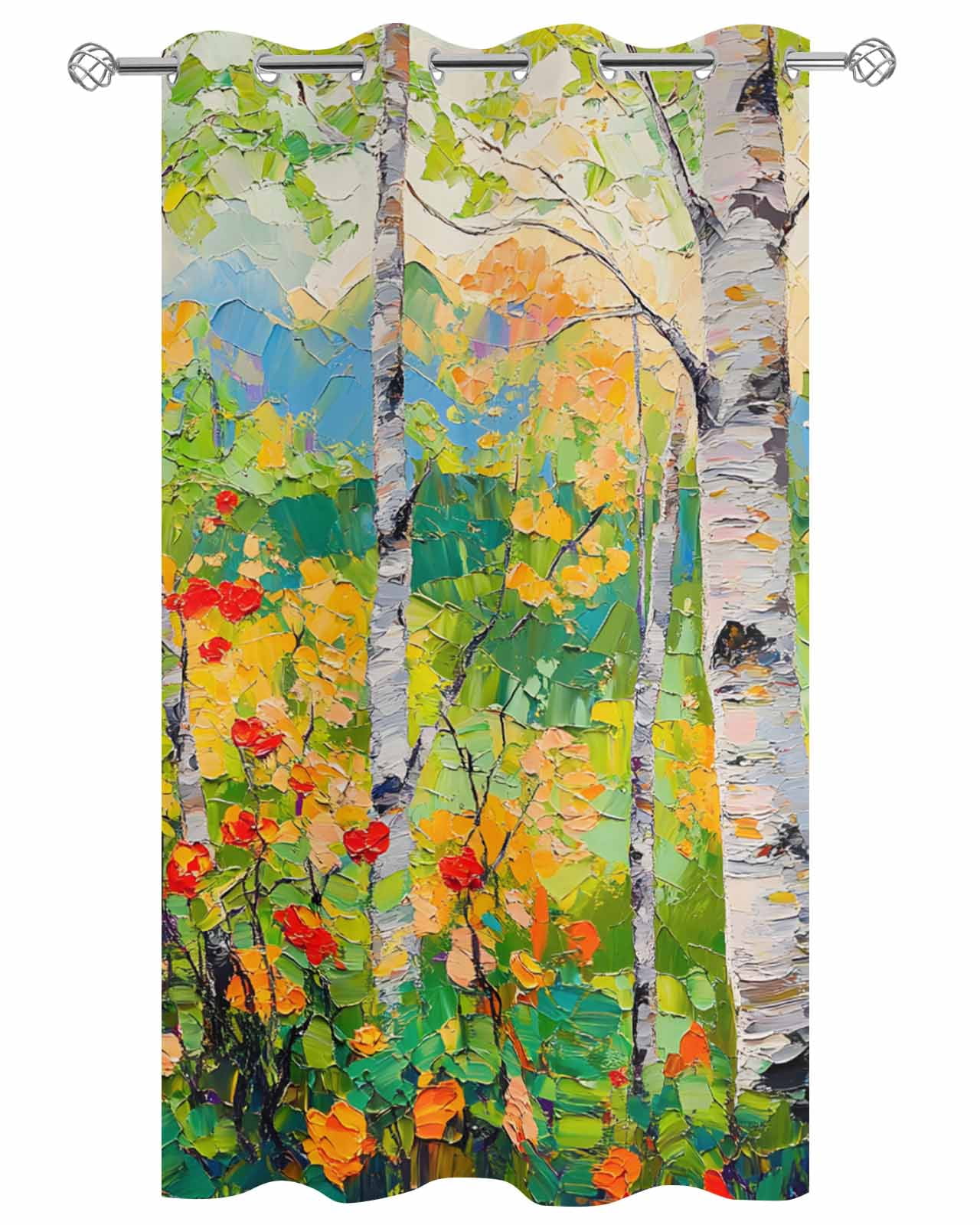 nqOlkjepod Outdoor Curtains for Patio Waterproof, Green Oil Painting Outdoor Privacy Panels Grommet, Modern Abstract Art Summer Botanical Blackout Outside Curtains for Porch/Cabana 54"x95", 1 Panel