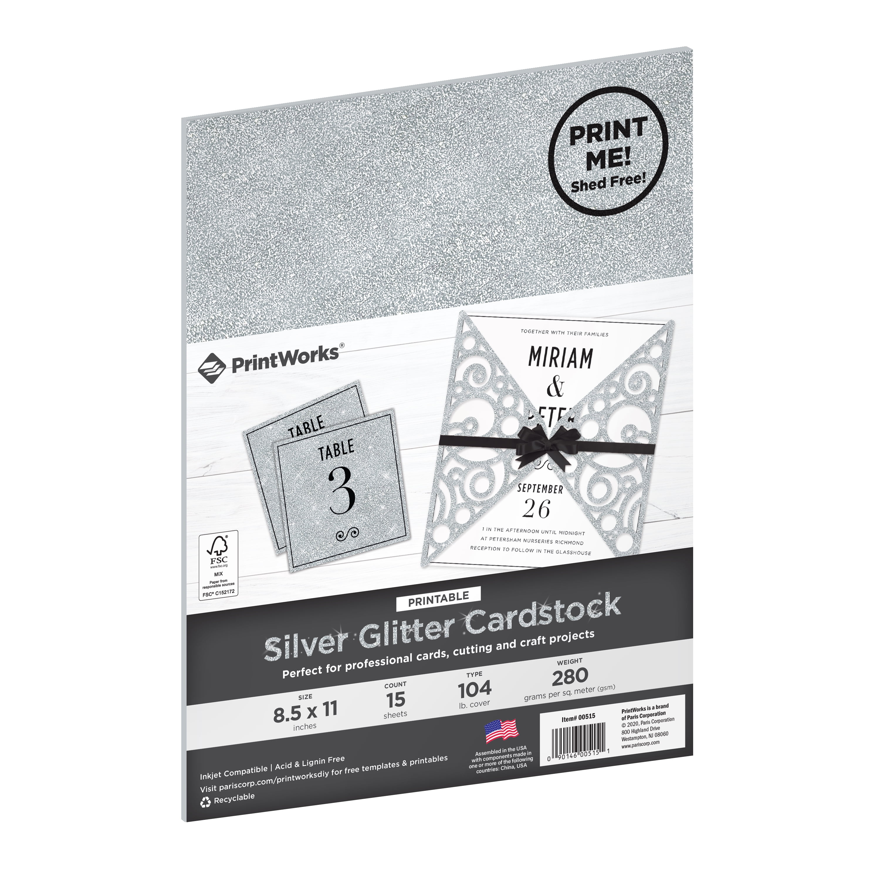 Craft Consortium The Essential Glitter Cardstock A4 10/Pkg-Silver