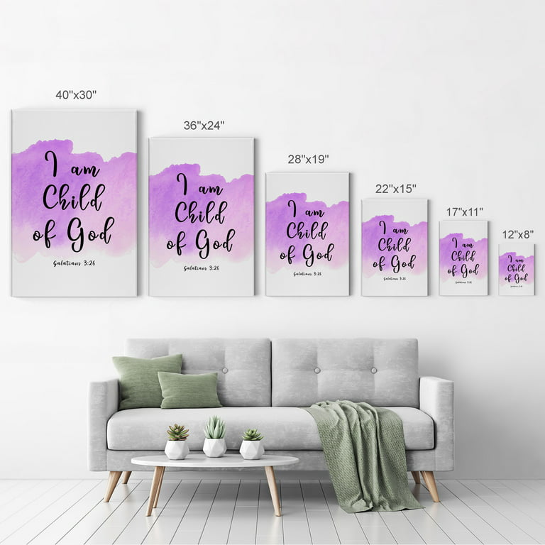 Bible Verse Set of 3, Galatians 2 20 Quote, Above Couch Wall Decor, Large  Christian Living Room Print 