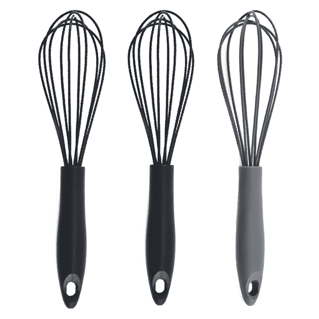 Batidor de silicona, batidor de alambre de acero inoxidable, juego de 3, batidor de huevos con globo, perfecto para mezclar