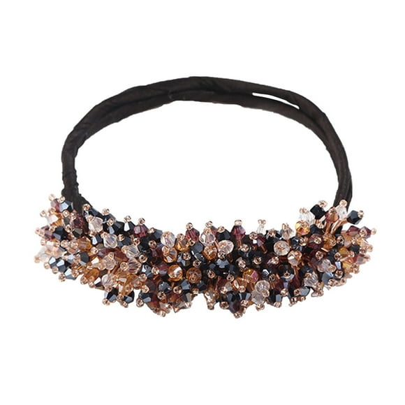 Hairband Wedding Women Hair Bun Clip hairband bridal Holder Bridal Hair Bun Band Head Accessory, Colorful, Crystal