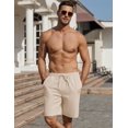 thumbnail image 2 of COOFANDY Men's Black Linen Shorts Casual Summer Beach Shorts Lightweight Cotton Flat Front Short 9 inch Inseam, 2 of 6