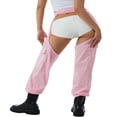 thumbnail image 2 of Women Crotchless Trousers Solid Color Long Pants with Chain Belt, 2 of 6