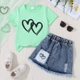thumbnail image 2 of TOWED22 Toddler Girl Denim Skirt Set Short Sleeve Print T-Shirt Tops and Jean Skirt Outfits Kids Summer Clothes(J,4-5 Y), 2 of 4