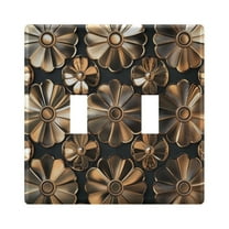 Yayeee Toggle Light Switch Wall Plate 2-Gang 4.56"x4.48" Decorative Outlet Cover, Metallic Flower