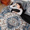 thumbnail image 4 of jejeloiu Vinatge Floral 7-Piece Twin Bedding Sets,Boho Bohemian Theme Bedding Comforter Set,Deepblue Brown Sheet Sets For Men Women,Ultra Soft Home Decor Reversible, 4 of 8