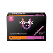 Kotex Click Compact Tampons, Super Plus, Unscented, 45 Count