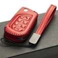 thumbnail image 4 of Vitodeco Genuine Leather Flip Key Fob Case Cover Protector with Key Chain Compatible for 2018 - 2025Toyota Camry, Corolla (4-Button, Red), 4 of 5