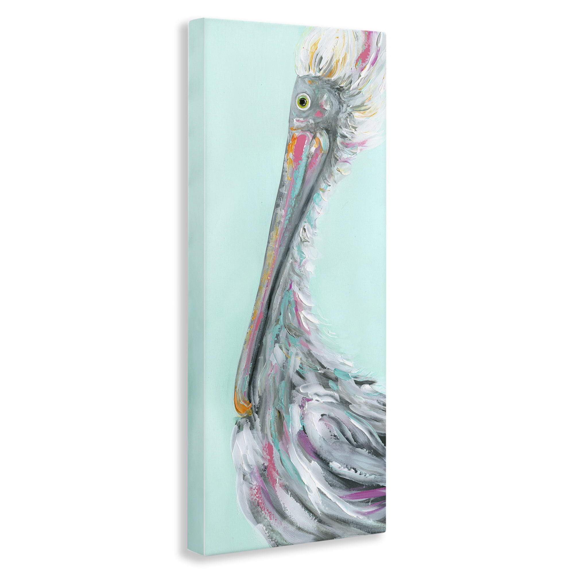 Stupell Industries Odd Pelican Portrait Animals & Insects Painting Gallery Wrapped Canvas Art Print Wall Art, 10 x 24