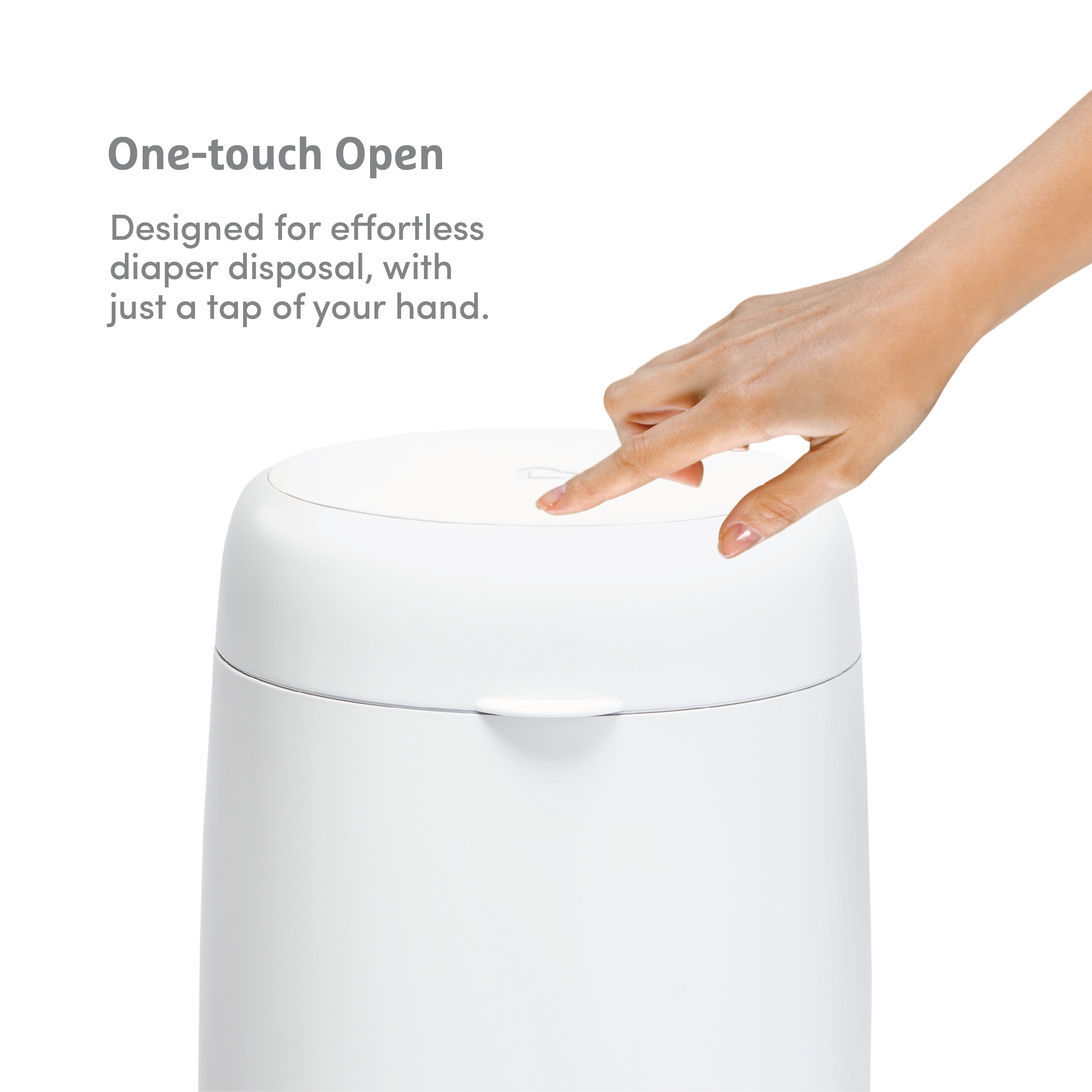 Munchkin® FLEX Diaper Pail, Odor Control, Compact Size, Tap Lid to Open, White