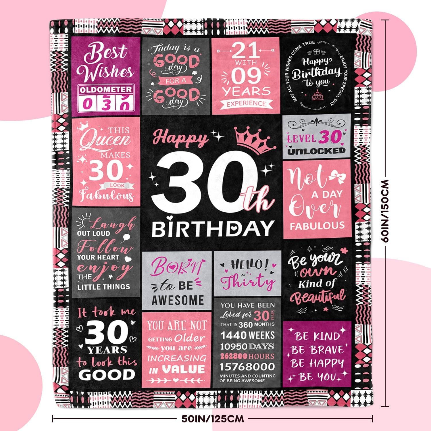 30th Birthday Gifts for Women - 30th Birthday Decorations for Her - 30 Year Old Birthday Gifts - Happy 30th Birthday Gift Ideas for 30 Year Old Women - 1995 Birthday Decoration Throw Blanket