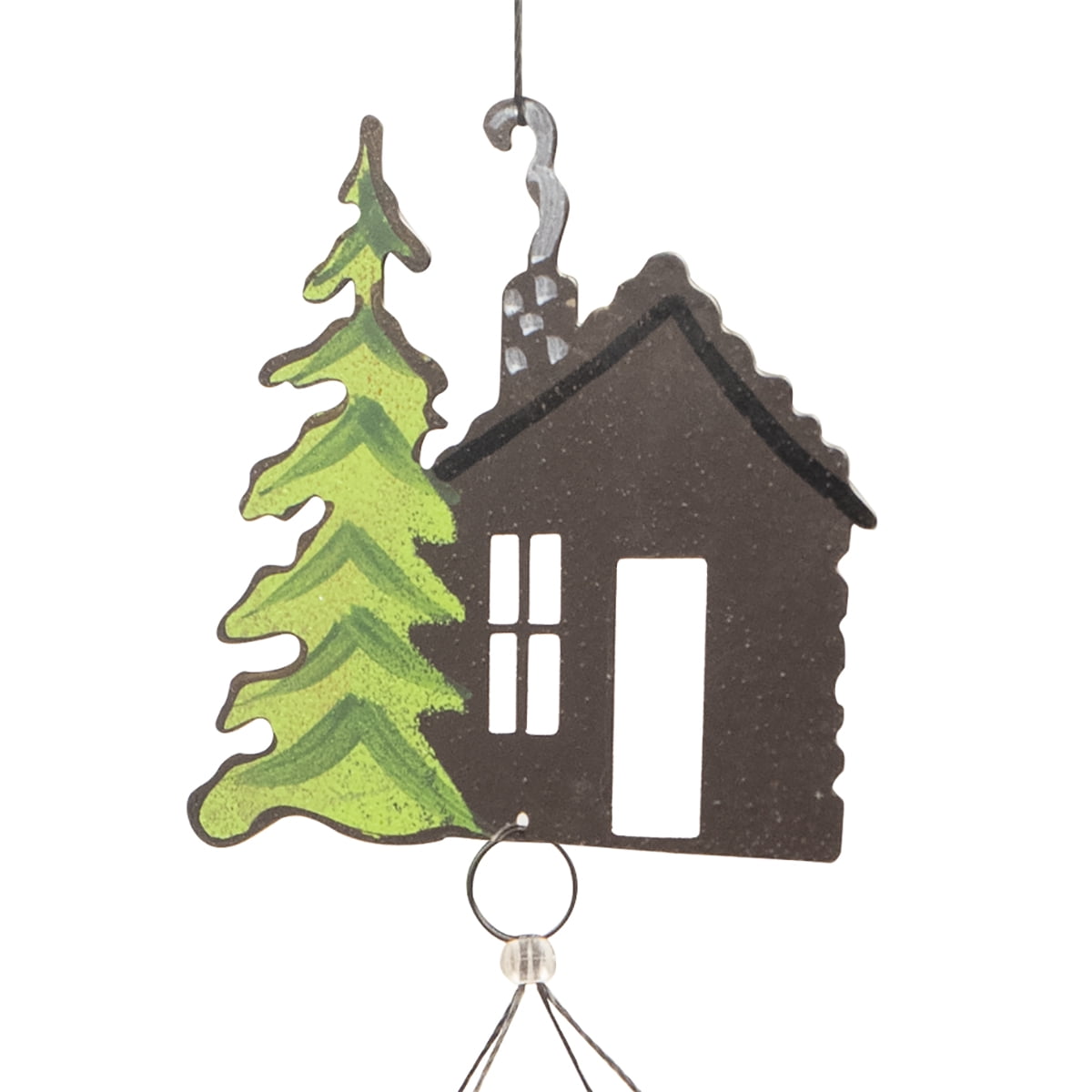 Metal Hunting Cabin Moose Eagle Bear Wind Chime Sculpture Great Outdoor Yard Art Lodge Garden Decor