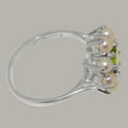 thumbnail image 4 of LBG British Made 10k White Gold Natural Peridot & Cultured Pearl Womens Statement Ring - 33 size options - Size 7.5, 4 of 6
