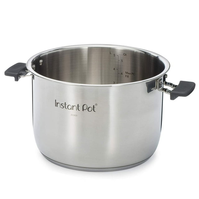 Maceta instantánea de acero inoxidable con asas, 6 cuartos de galón, superficie pulida, olla de arro