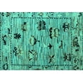 thumbnail image 1 of Ahgly Company Machine Washable Indoor Rectangle Abstract Turquoise Blue Modern Area Rugs, 2' x 5', 1 of 4