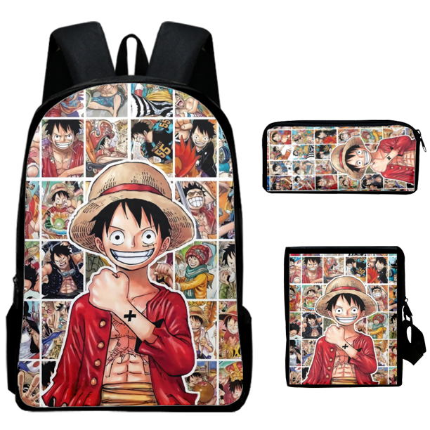 Anime ONE PIECE Backpack With Luffy Pencil Case, Lunch Box Cosplay Sports Cute Backpacks Travel