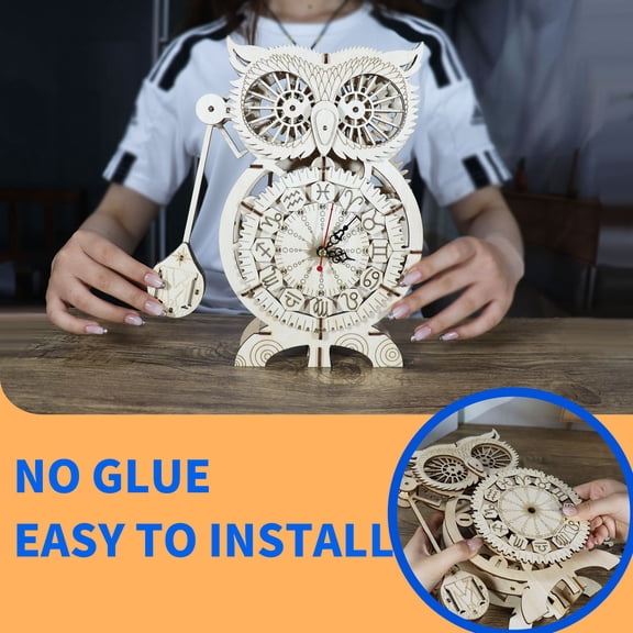 3D Wooden Puzzle Owl Clock Model Kit - Wooden Construction Handmade Craft  Unique Christmas Gift