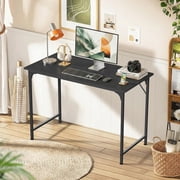 NiamVelo 39 In Computer Desk, Study Writing Table for Small Space, Save Space Office Desk with Metal Legs, Modern Steel Frame Wood PC Workstation for Home Office, Black
