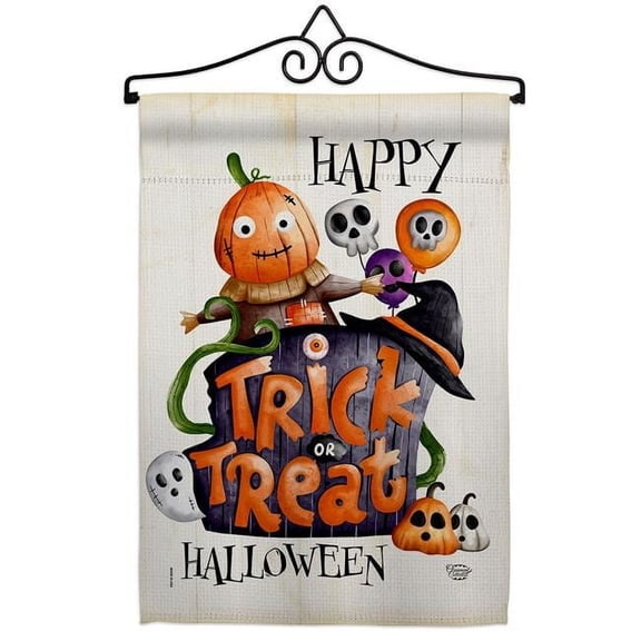 Ornament Collection GS190172-BO-02 Trick or Treat Day Falltime Halloween 13 x 18.5. in. Double-Sided Decorative Vertical House Garden Flag Set for Decoration Banner Yard Gift
