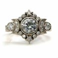 thumbnail image 2 of 3Ct Round Lab Created Diamond Art Deco Engagement Ring 14K White Gold Plated Silver, 2 of 4