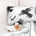 thumbnail image 4 of Fuzoiu Monochrome Flying Ravens Print Pillow Case with Hidden Zipper,Pillow Covers,Soft and Comfortable Pillowcase-20"x30", 4 of 6
