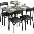 thumbnail image 3 of QinaQin Kitchen Table Set with Chairs, 5 Piece Dining Set for 4 with Metal and Wood Rectangular Table and 4 Upholstered Chairs, 3 of 7