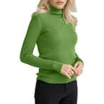thumbnail image 3 of Suéteres Acanalados para Mujer, Lindos Suéteres de Punto de Cuello Alto, Ajustados y Cálidos Verde un Tamaño, 3 of 9