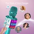 thumbnail image 2 of BONAOK Wireless Karaoke Microphone, Portable Handheld Karaoke Machine with LED Lights, Bluetooth Microphone Speaker Singing Birthday Gift for Kids Adults(Light Blue), 2 of 7