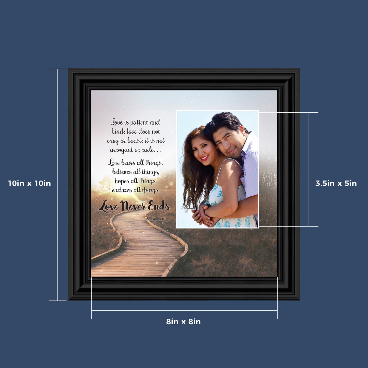 Love Wall Decor for Couples, Christian Wall Decor for Wedding Gifts, Love Never Fails Wall Decor, 1 Corinthians 13 Wall Art, Love is Patient Love is Kind Wall Art, Love Quotes Framed Wall, 6360B