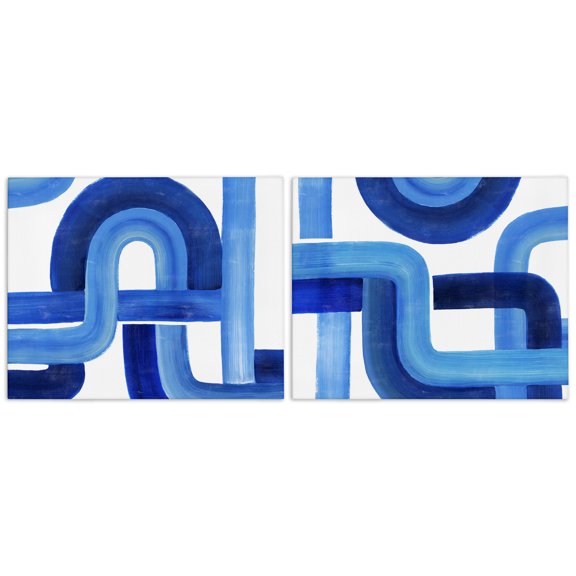 Stupell Industries Mid-Century Woven Blue Geometric Lines 2pc Canvas Art Set, 20 x 16 each, by Grace Popp