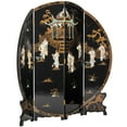 thumbnail image 3 of Oriental Furniture 6 ft. Tall Black Lacquer Round Room Divider - Royal Ladies, 3 of 6