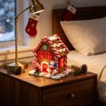 thumbnail image 7 of Light Up Gingerbread Themed House Ornament, PVC Warm LED Hanging Decoration for Christmas Tree, Tabletop Mantel Shelf Christmas Village Home Holiday Display, 7 of 7