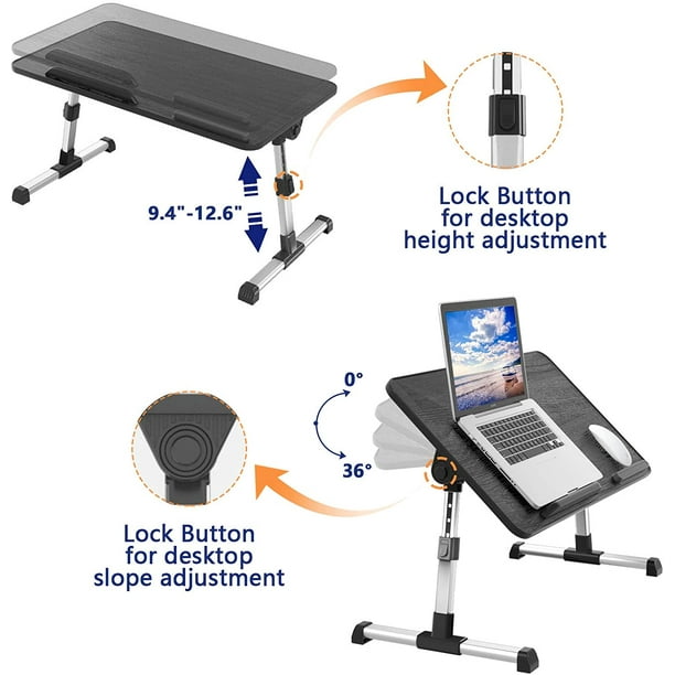 Support d'ordinateur portable en aluminium réglable avec ventilateur de  refroidissement et tapis de souris, bureau ergonomique ergonomique plié  table d'ordinateur portable pour canapé canapé off