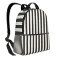 thumbnail image 2 of Lsque Black And White Thick Stripes Pattern Backpack – School Travel Canvas Daypack with Ergonomic Padded Straps, Multiple Compartments & Leather Handle, 2 of 5