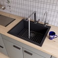 thumbnail image 1 of ALFI brand AB2420DI-BLA Drop-In Single Bowl granite composite Kitchen Sink 24 Black, 1 of 4