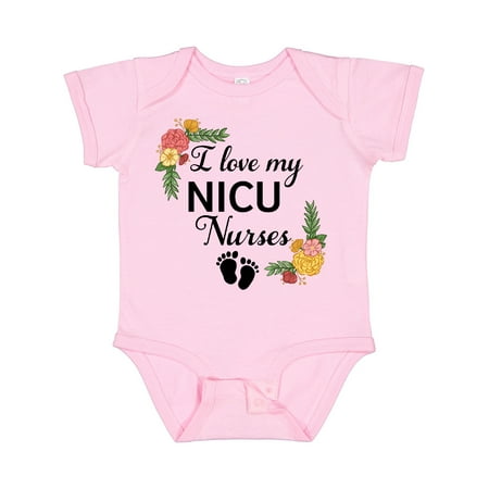 

Inktastic I Love My NICU Nurses with Baby Footprints and Flowers Boys or Girls Baby Bodysuit