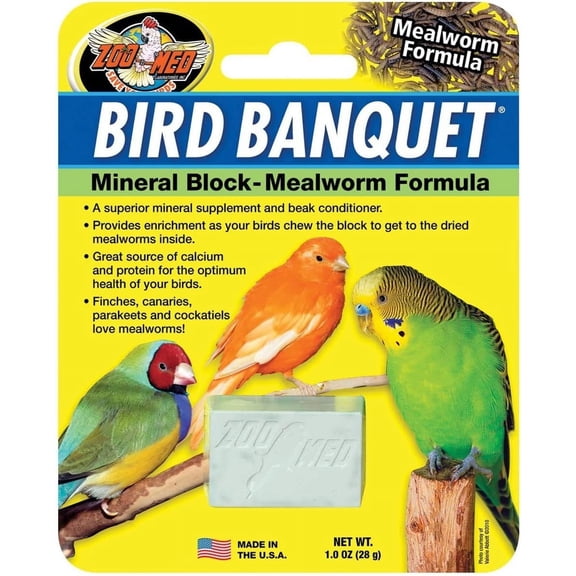 Zoo Med Bird Banquet Mineral Block Mealworm Formula [Food & Treats] 6 count
