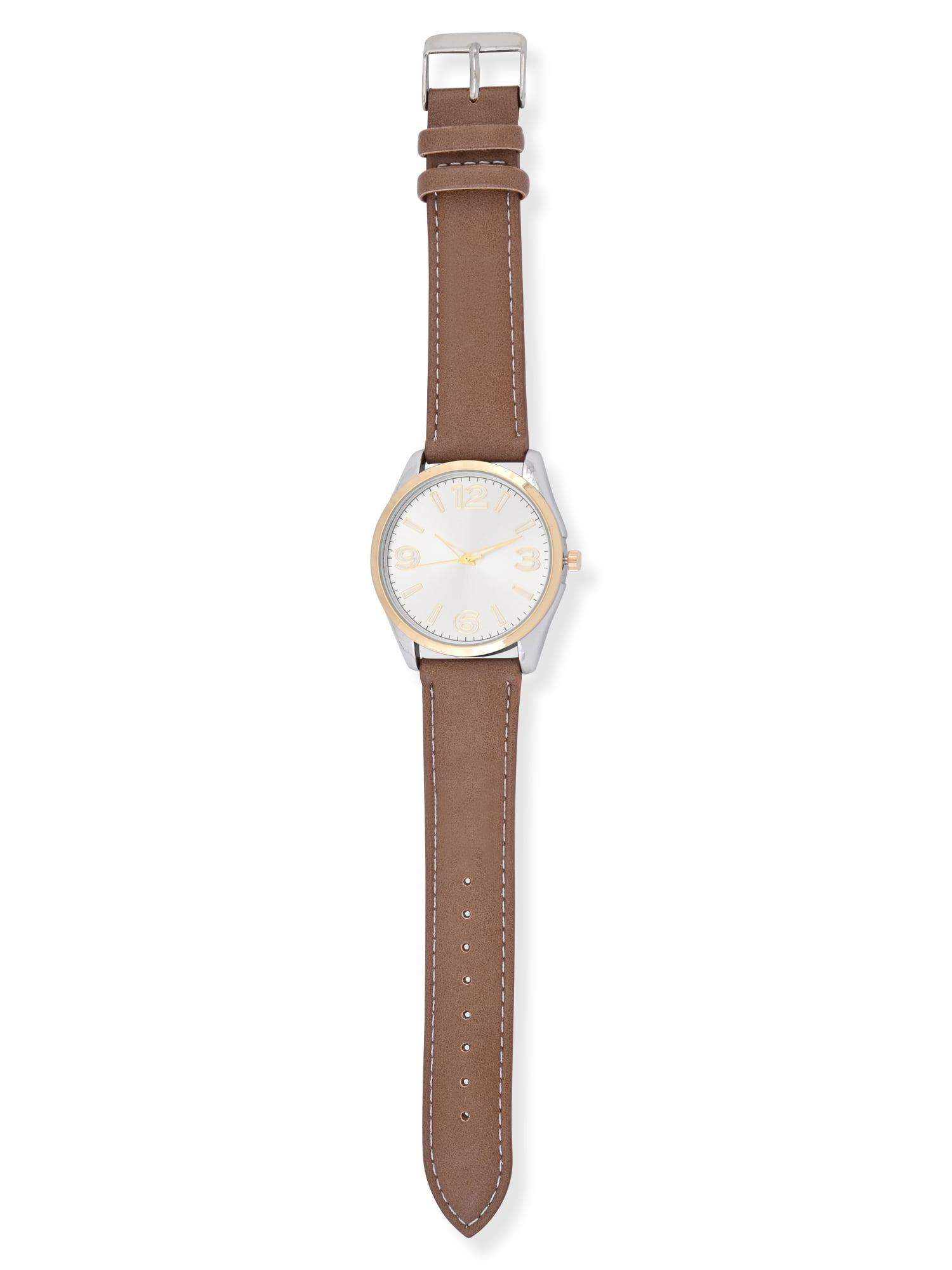 George Men's Two-Tone Case with Brown PU Strap Wristwatch