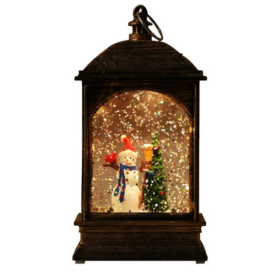 Christmas Snow Globe Lantern with Reindeer Scene Battery Operated Decorative Light for Holiday Home Table Mantel Centerpiece Indoor Decoration